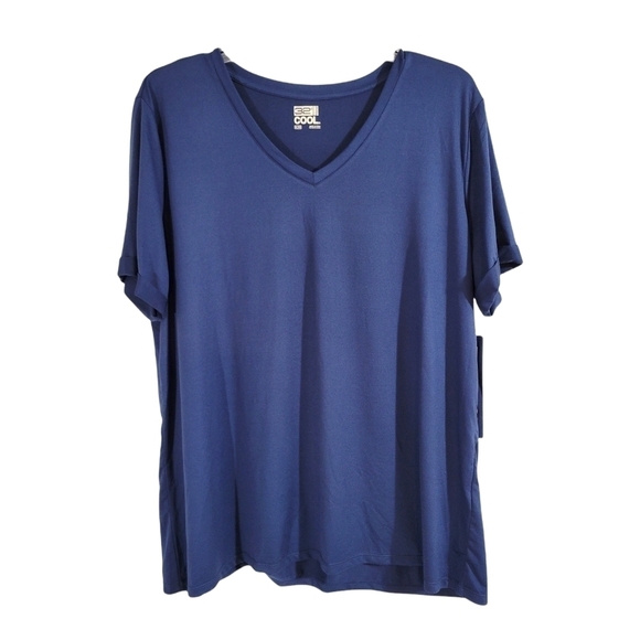 NWT 32 Degrees Blue V-Neck Workout Cuffed Tee XL - Picture 1 of 6